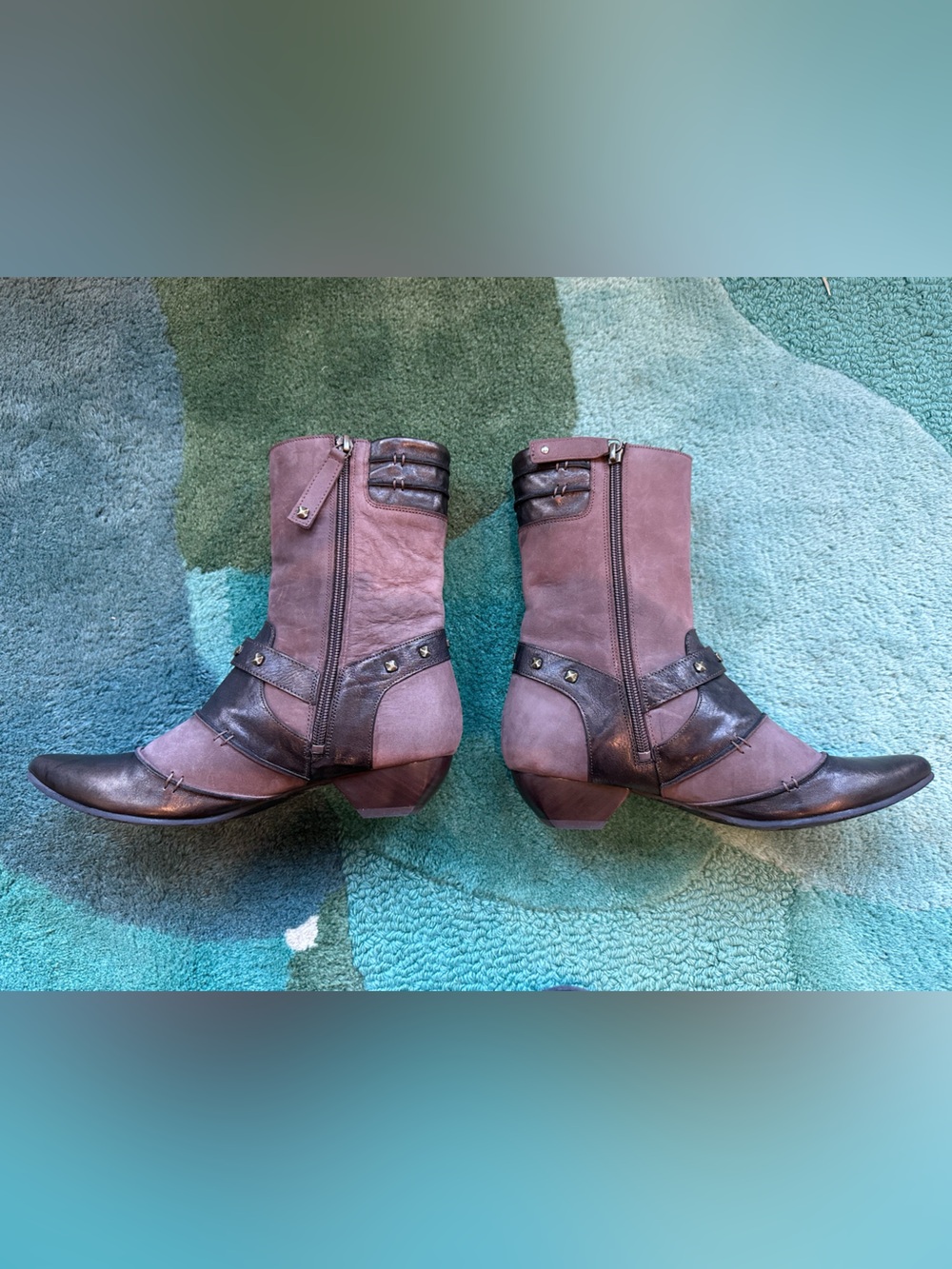 Fluevog LIKE NEW Truth Spencer chocolate brown skull buckle mid-calf boot - 7 - Picture 9 of 16